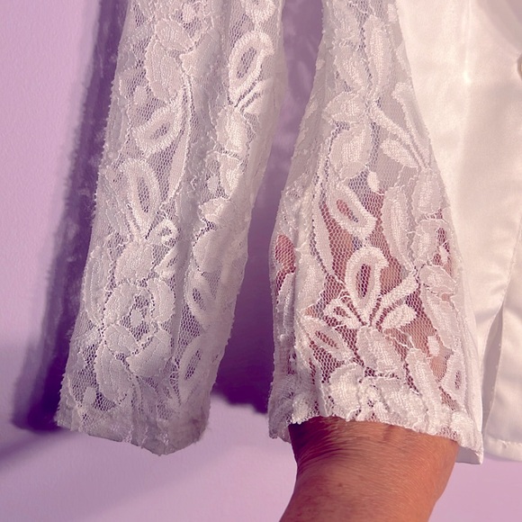 S Women Lace Single Button Shirt Open Front Lapel Neck Long Sleeve - Picture 7 of 14